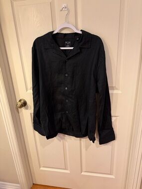 Todd Snyder Black Linen Button-Up Shirt